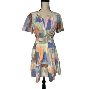 Anthropologie Somerset Mini Pastel Patchwork Dress Women’s S